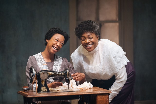 Samira Wiley and Nicola Hughes in INTIMATE APPAREL Donmar Warehouse photo by Helen Murray