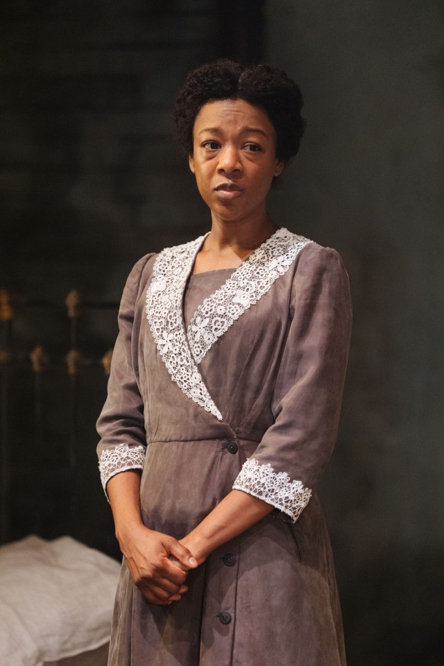 Samira Wiley in INTIMATE APPAREL Donmar Warehouse photo by Helen Murray