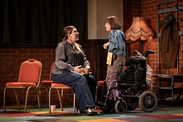 (l r) Mariah Louca and Liz Carr in The Ministry of Lesbian Affairs at Kiln Theatre (c) Mark Senior
