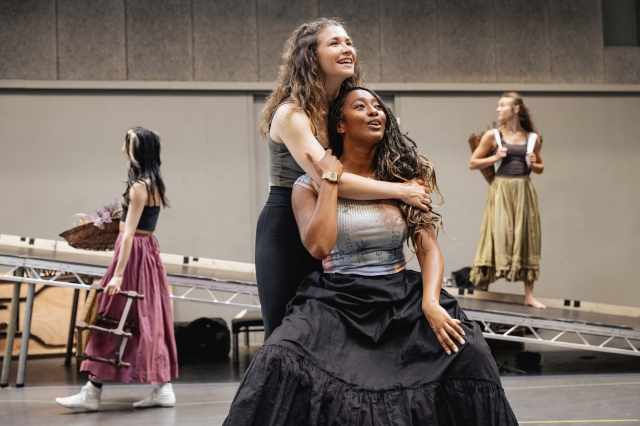 Brigadoon. Nic Myers (Meg Brockie) and Danielle Fiamanya (Fiona MacLaren). Credit Mark Senior (504)