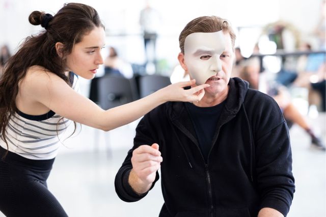 Dean Chisnall as The Phantom and Lily Kerhoas as Christine. Photo by Melanie Gowie