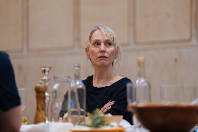 Hattie Morahan in rehearsals for JUNIPER BLOOD Donmar Warehouse photo by Helen Murray