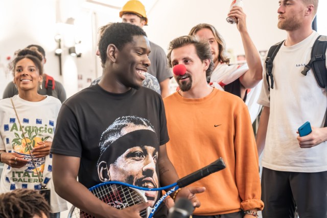 Jass Beki and Stuart Ash in rehearsals for 'Dear England'. 