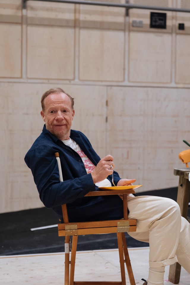 Jonathan Slinger in rehearsals for JUNIPER BLOOD Donmar Warehouse photo by Helen Murray