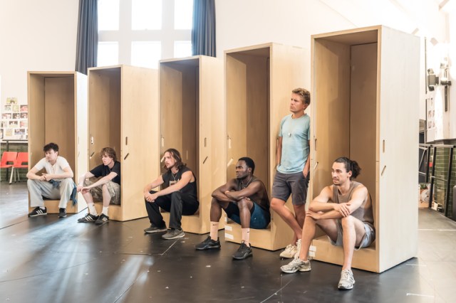 Members of the company in rehearsals for 'Dear England'