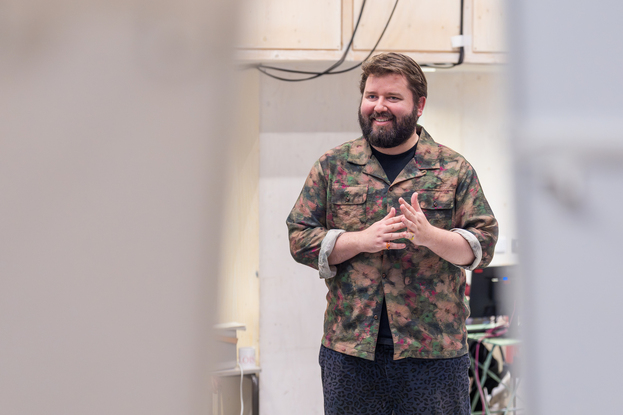 Director Kip Williams in rehearsals for THE MAIDS Donmar Warehouse photo by Marc Brenner