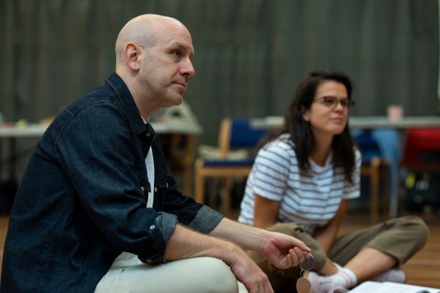 Rob Hastie (Director) and Georgie Staight (Associate Director) in rehearsals for Hamlet at the National Theatre. (c) Sam Taylor ALT1