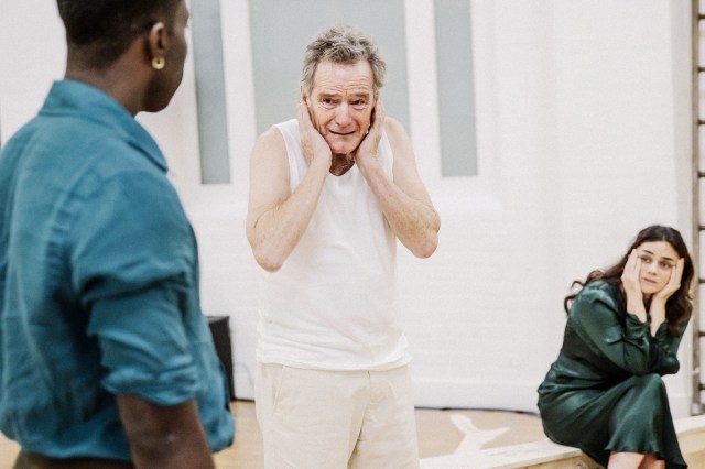 ALL MY SONS. Rehearsals. Paapa Essiedu, Bryan Cranston and Hayley Squires. Photo by Jan Versweyveld