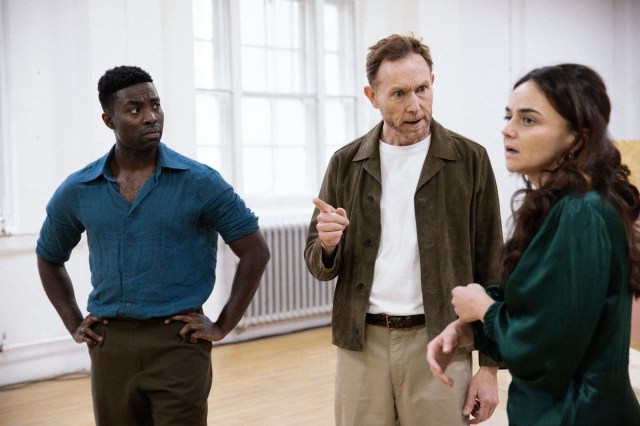 ALL MY SONS. Rehearsals. Paapa Essiedu, Richard Hansell and Hayley Squires. Photo by Jan Versweyveld