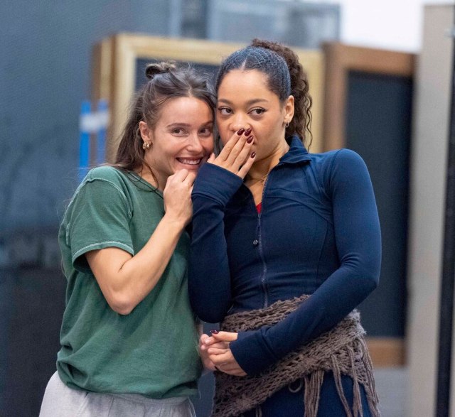 Chrissy Brooke (Young Juliette) and Xolisweh Ana Richards (Katerina) in rehearsals for Ballet Shoes (2025) at the National Theatre. (c) Alastair Muir 2399 Chrissy Brooke (Young Juliette) and Xolisweh Ana Richards (Katerina) in rehearsals for Ballet Shoes (2025) at the National Theatre. (c) Alastair Muir 2399