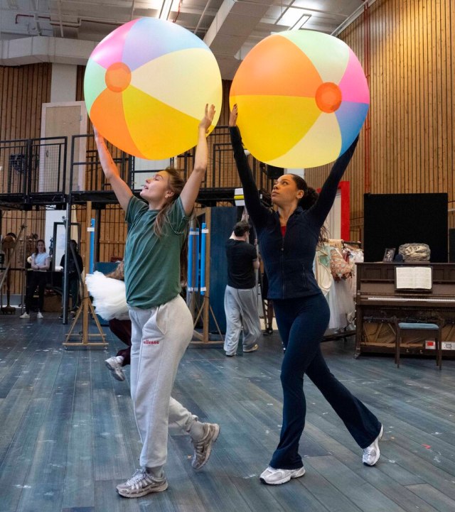 Chrissy Brooke (Young Juliette) and Xolisweh Ana Richards (Katerina) in rehearsals for Ballet Shoes (2025) at the National Theatre. (c) Alastair Muir 4193 Chrissy Brooke (Young Juliette) and Xolisweh Ana Richards (Katerina) in rehearsals for Ballet Shoes (2025) at the National Theatre. (c) Alastair Muir 4193