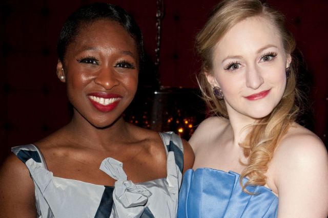 Cynthia Erivo (Madeleine) and Carly Bawden (Genevieve Emery) attend the after party for The Umbrellas of Cherbourg