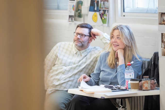 David Eldridge (Writer) and Rachel O’Riordan (Director) in rehearsals for End at the National Theatre. Photographer Marc Brenner 00701