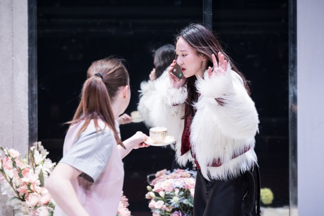 Lydia Wilson and Yerin Ha in THE MAIDS Donmar Warehouse photo by Marc Brenner Lydia Wilson and Yerin Ha in THE MAIDS Donmar Warehouse photo by Marc Brenner