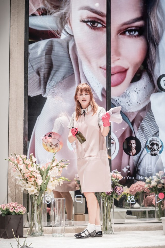 Phia Saban and Lydia Wilson in THE MAIDS Donmar Warehouse photo by Marc Brenner