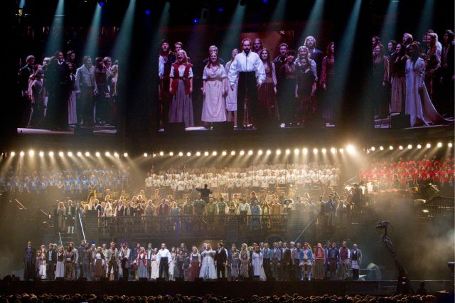 The curtain call for the Les Miserables 25th Anniversary Concert at The O2 Arena
