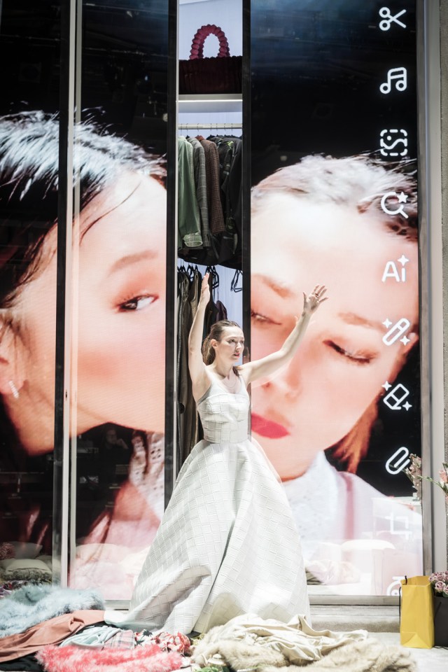 Yerin Ha and Lydia Wilson in THE MAIDS Donmar Warehouse photo by Marc Brenner