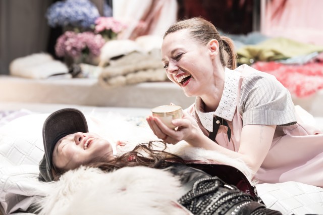 Yerin Ha and Lydia Wilson in THE MAIDS Donmar Warehouse photo by Marc Brenner
