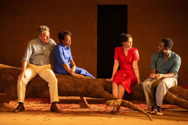 ALL MY SONS. Bryan Cranston (Joe Keller), Marianne Jean Baptiste (Kate Keller), Hayley Squires (Ann Deever) and Paapa Essiedu (Chris Keller). Photo Jan Versweyveld ALL MY SONS. Bryan Cranston (Joe Keller), Marianne Jean Baptiste (Kate Keller), Hayley Squires (Ann Deever) and Paapa Essiedu (Chris Keller). Photo Jan Versweyveld