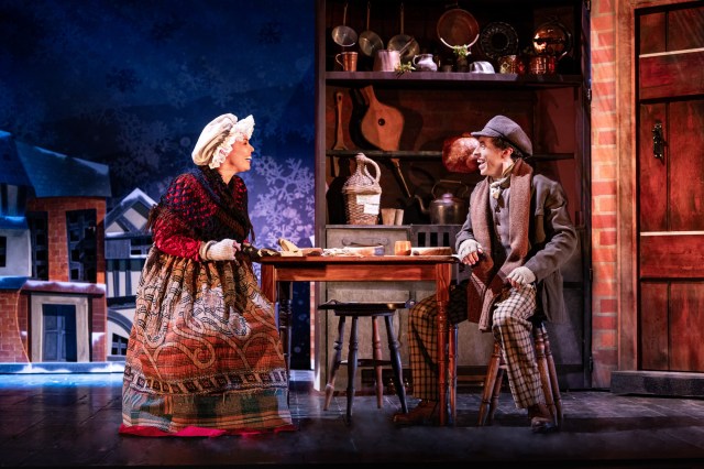 Sasha Frost and Jonathan Sayer in Christmas Carol Goes Wrong