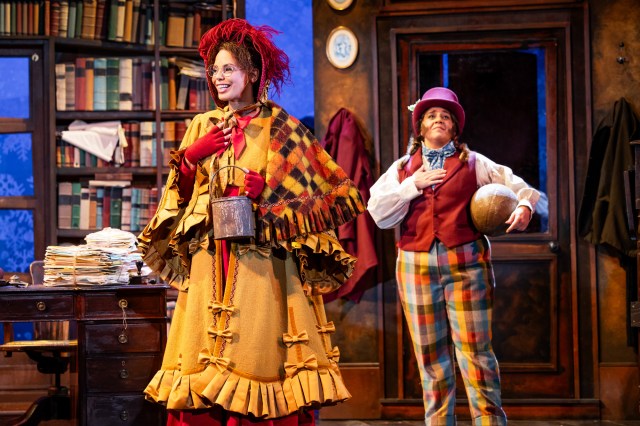 Sasha Frost and Nancy Zamit in Christmas Carol Goes Wrong