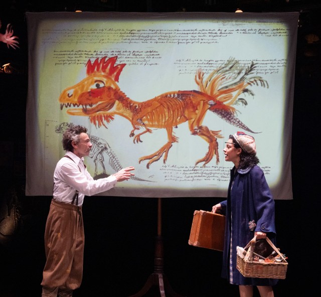 Justin Salinger (Great Uncle Matthew) and Anoushka Lucas (Sylvia) in Ballet Shoes (2025) at the National Theatre. (c) Alastair Muir BS11916