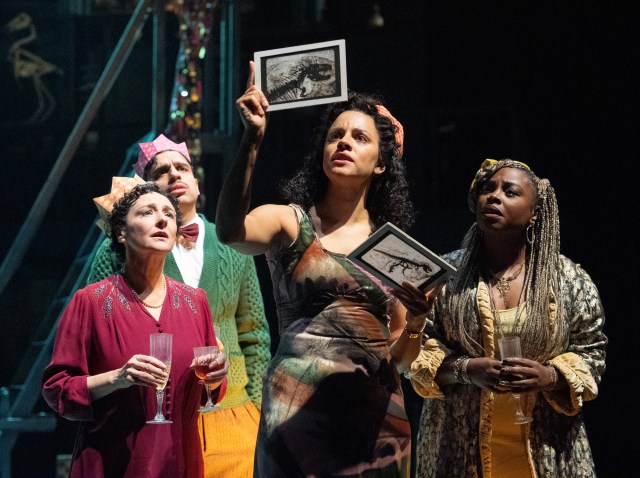 Pandora Colin (Dr Jakes), Raj Bajaj (Jai), Anoushka Lucas (Sylvia) and Nadine Higgin (Theo Dane) in Ballet Shoes (2025) at the National Theatre. (c) Alastair Muir BS14948