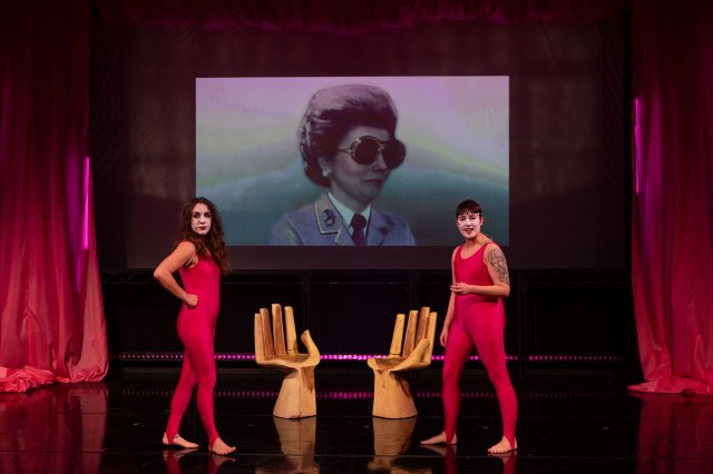 Rebecca Biscuit and Louise Mothersole in Evita Too