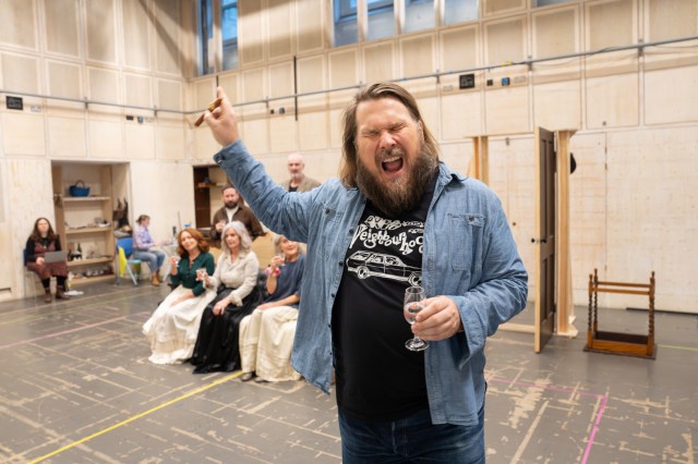Marc Wootton and the cast in rehearsals for WHEN WE WERE MARRIED photo by Johan Persson