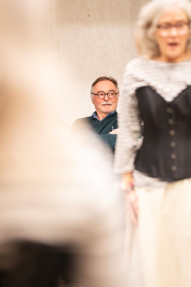 Ron Cook and Sophie Thompson in rehearsals for WHEN WE WERE MARRIED photo by Johan Persson