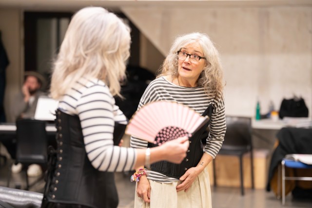 Siobhan Finneran and Sophie Thompson in rehearsals for WHEN WE WERE MARRIED photo by Johan Persson