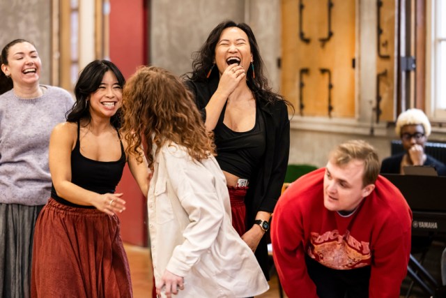 7. Sîan Louise Dowdalls, Yna Tresvalles, Kirsty Findlay, Gracie Lai and Ally Kennard in rehearsals for Ballad Lines (c) Pamela Raith Photography
