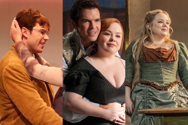 Luke Newton in The Shape of Things, Newton and Nicola Coughlan in Bridgerton, Coughlan in Playboy of the Western World