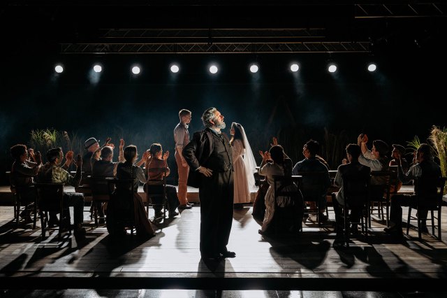 Peter Devlin, Michael Sheen, Yasemin Özdemir and the cast of Our Town