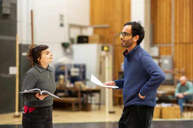 Gwyneth Keyworth (Olga Alekseyevna) and Sid Sagar (Kirill Akimovich Dudakov) in rehearsal for Summerfolk at the National Theatre. Photographer Johan Persson 00929 Gwyneth Keyworth (Olga Alekseyevna) and Sid Sagar (Kirill Akimovich Dudakov) in rehearsal for Summerfolk at the National Theatre. Photographer Johan Persson 00929