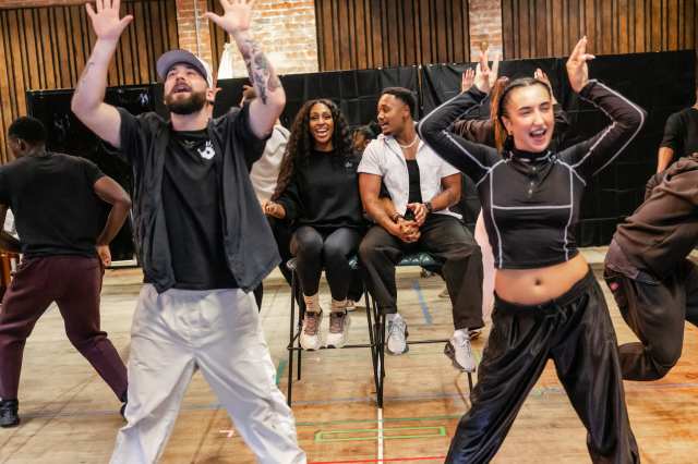 L R Connor Wilkins, Alexandra Burke, Miles Anthony Daley, Oskarina O’Sullivan in rehearsals for I'M EVERY WOMAN THE CHAKA KHAN MUSICAL, Credit Danny Kaan