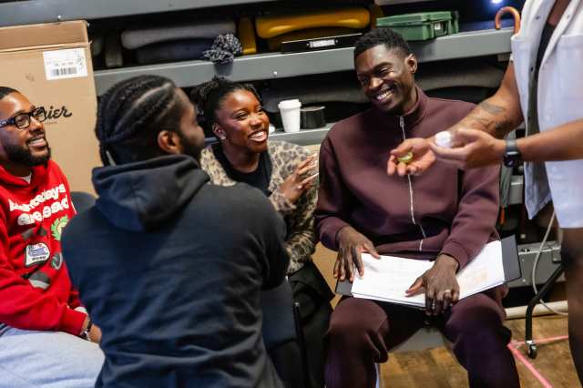 L R Duane Lamonte O’Garro, Teddy Wills, Charlotte St Croix, Samuel Sarpong Broni in rehearsals for I'M EVERY WOMAN THE CHAKA KHAN MUSICAL, Credit Danny Kaan