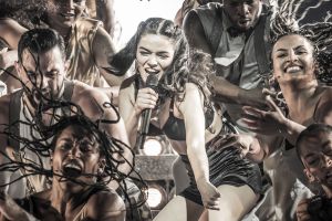 Rachel Zegler and the cast of Evita