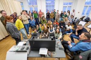 The company and creative team in rehearsal for new musical Pride. Photographer Manuel Harlan 056