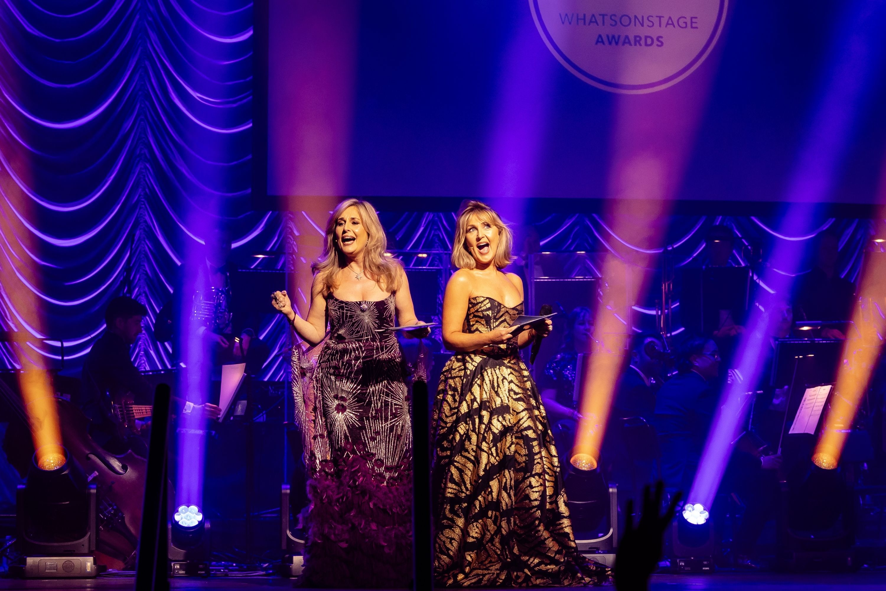 Gina and Mazz Murray hosting the WhatsOnStage Awards