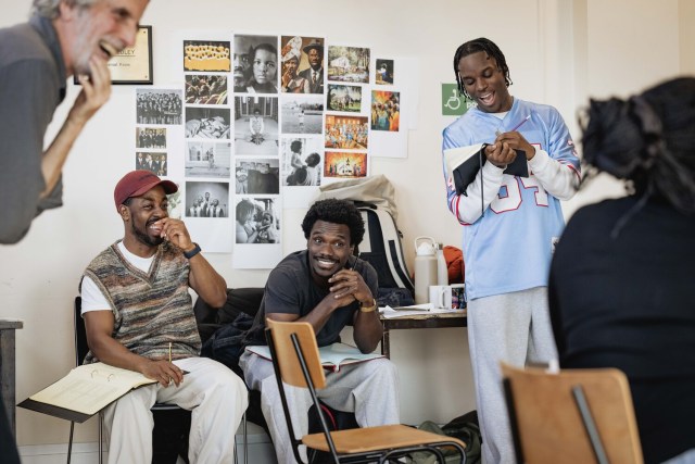 Martin Turner, Khalid Daley, Michael Ahomka-Lindsay and Rabi Kondé in rehearsals for Choir Boy