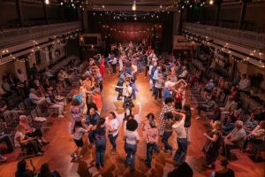 Scott Gilmour and the company of the North American premiere of Ceilidh, photo by Matt Murphy