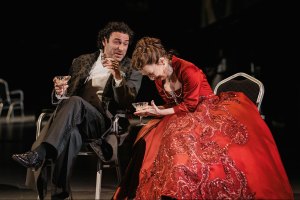 Aidan Turner and Lesley Manville in Les Liaisons Dangereuses