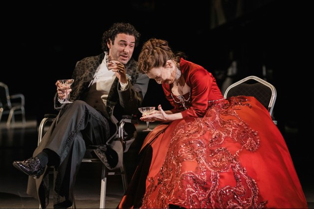 Aidan Turner and Lesley Manville in Les Liaisons Dangereuses