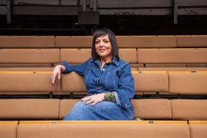 Nadia Fall in the Young Vic auditorium, photos by Mathushaa Sagthida