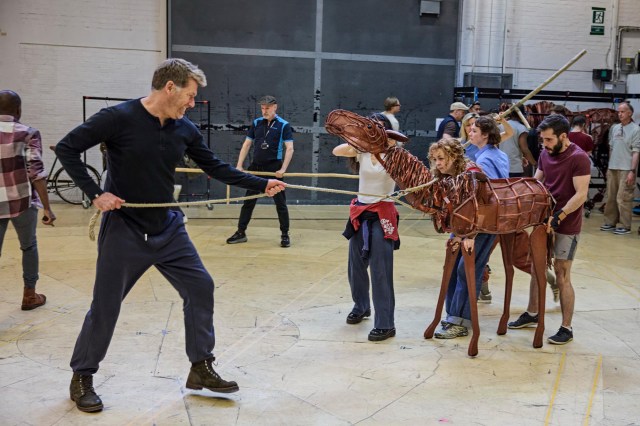 War Horse Rehearsals 2026 at the National Theatre Forefront Stephen Beckett, 'Joey as a Foal', Anita Adam Gabay, Eloise Beaumont Wood, Jordan Paris 0403.P c Brinkhoff Moegenburg