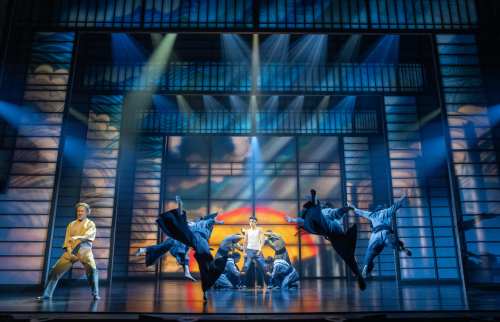 Adrian Pang (Mr Miyagi), Gino Ochello (Daniel LaRusso) and The Company of The Karate Kid The Musical credit Manuel Harlan