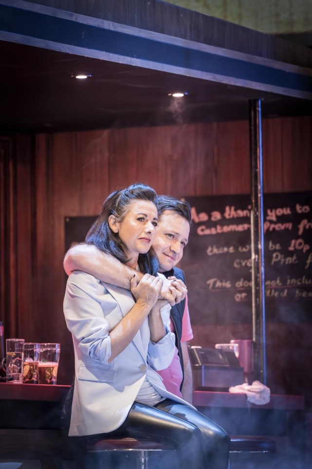 L R Hayley Tamaddon as Nicky & Sam Lupton as Dave in BANK OF DAVE, credit Marc Brenner L R Hayley Tamaddon as Nicky & Sam Lupton as Dave in BANK OF DAVE, credit Marc Brenner