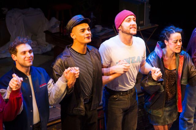 Layton Williams and the cast in the curtain call for Rent