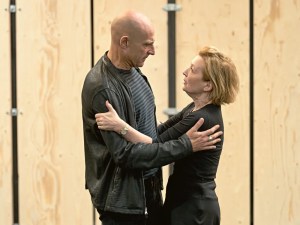 Lesley Manville and Mark Strong in rehearsals for Oedipus photo credit Manuel Harlan 3